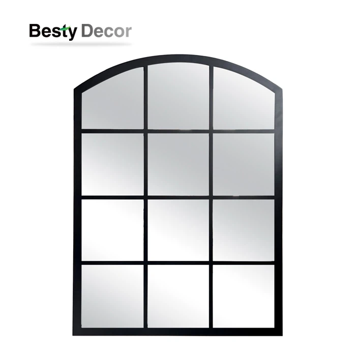 Decorative Black Window Framed Mirror