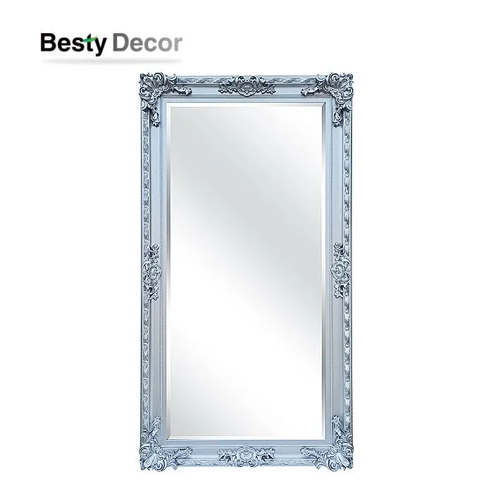 Silver Retro Style Wooden Mirror Frame